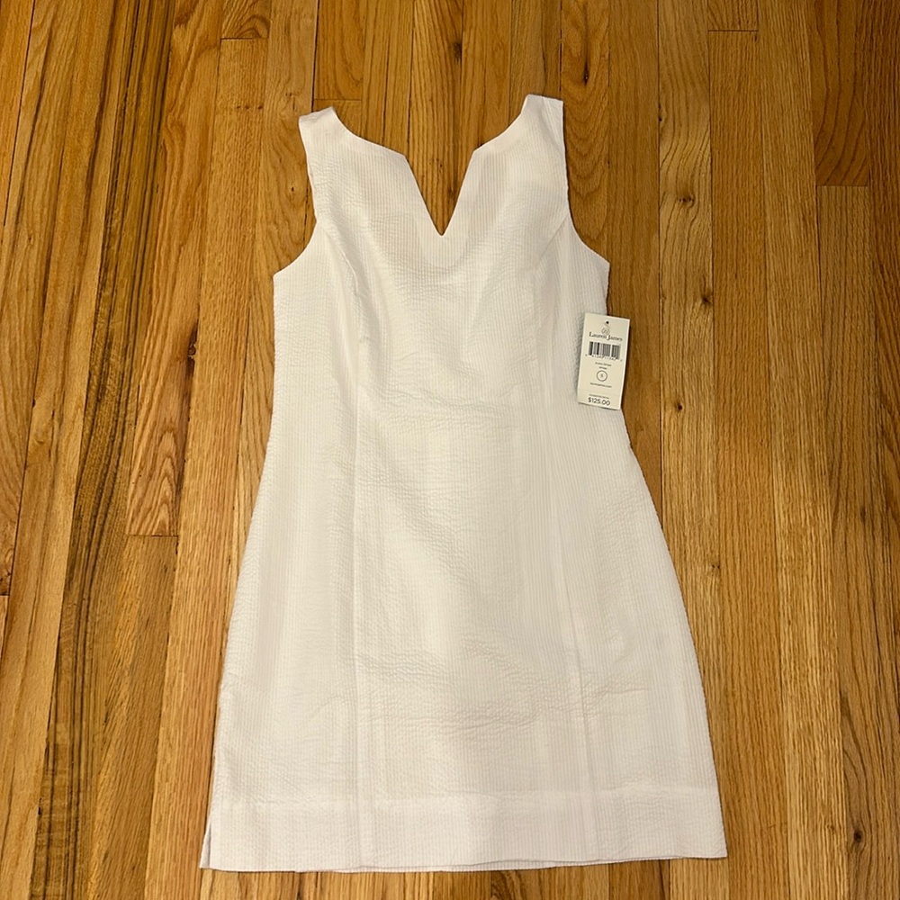 NWT Lauren James seersucker white dress